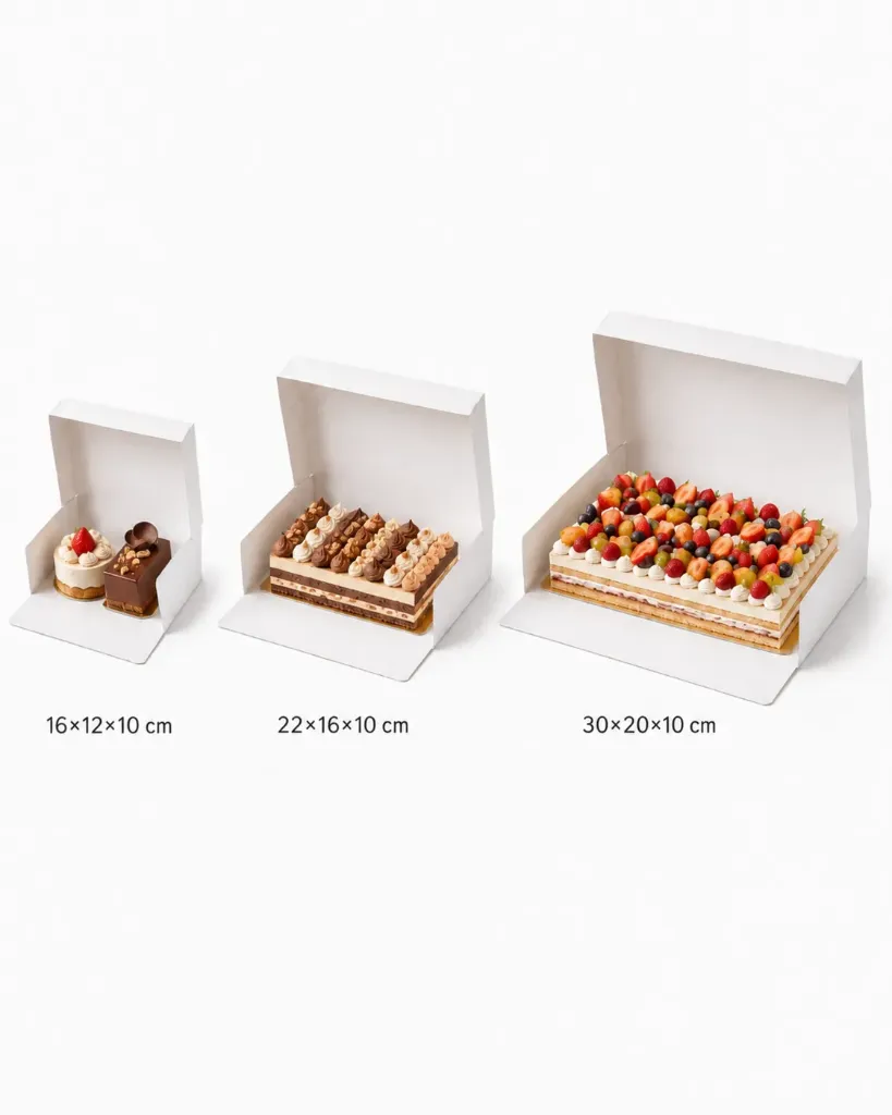 Boîte Pâtisserie 4 points rectangulaire (16x12x10 cm, Carton  Ingraissable)