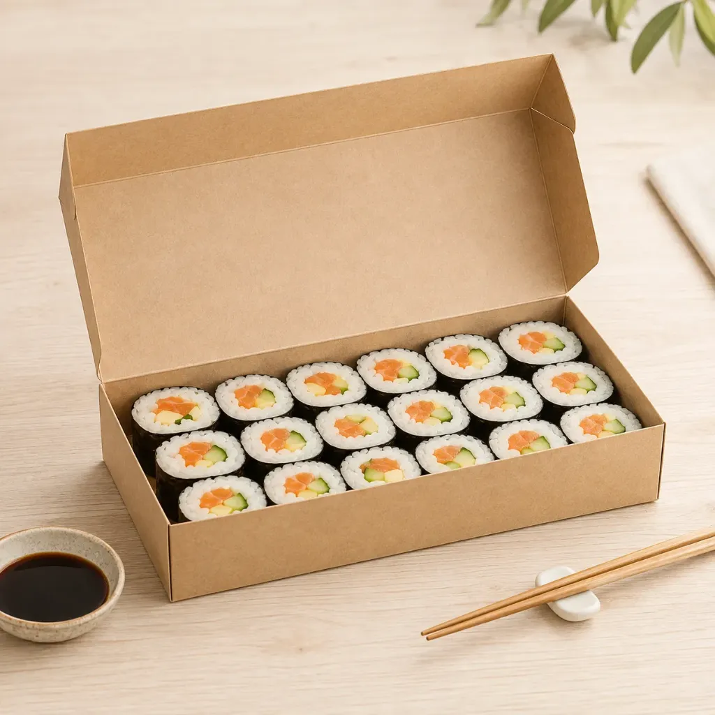 Boîte Sushi (18 × 14 × 5 cm - Large, Carton  Ingraissable)