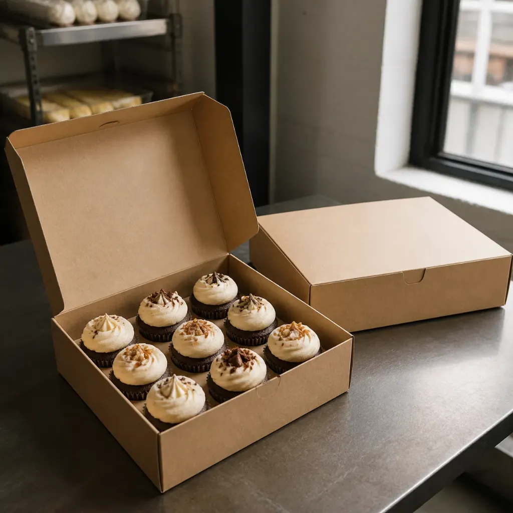 [PACK-6251] Cupcake Box sans fenetre (9 × 9 × 10 cm - 1 cupcake, Papier Kraft-320gr)