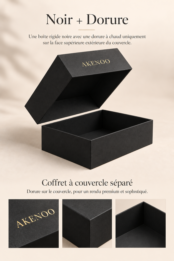 Coffret Rigide à Couvercle   – Papier Noir + Dorure
