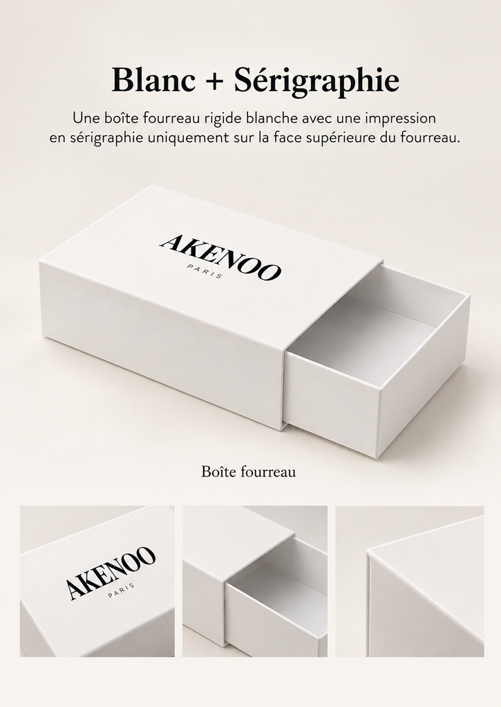 Coffret Rigide à Tiroir  Papier Blanc + Sérigraphie