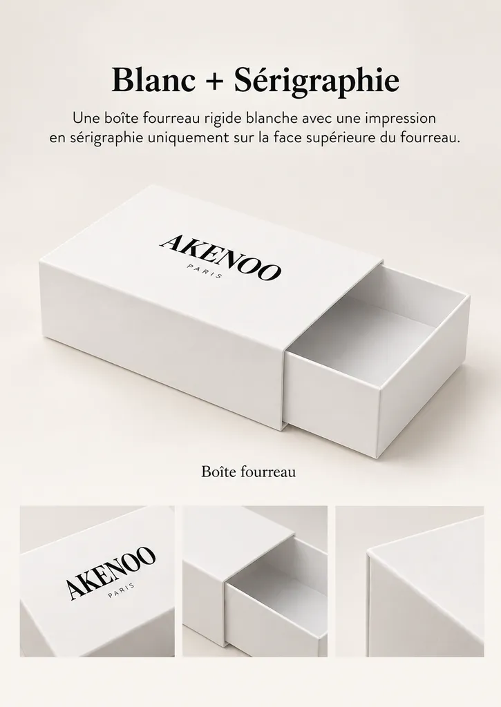 Coffret Rigide à Tiroir  Papier Blanc + Sérigraphie