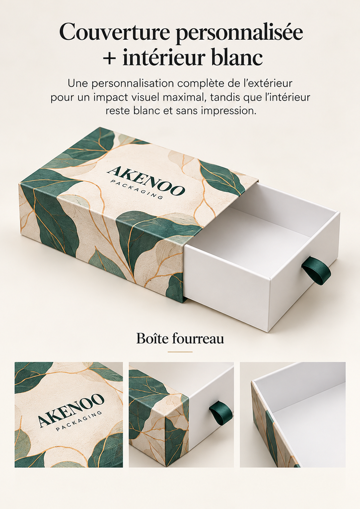 Coffret Rigide à Tiroir Couverture Personnalisée + Interieur Blanc