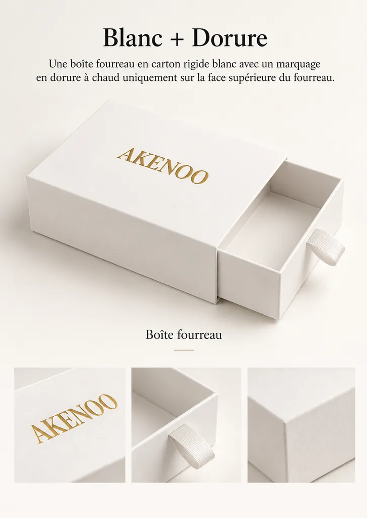 Coffret Rigide à Tiroir Papier Blanc + Dorure