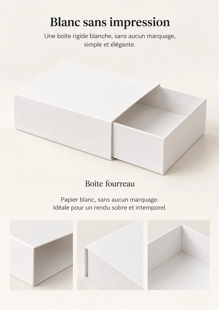 Coffret Rigide à Tiroir Papier Blanc Sans Impression