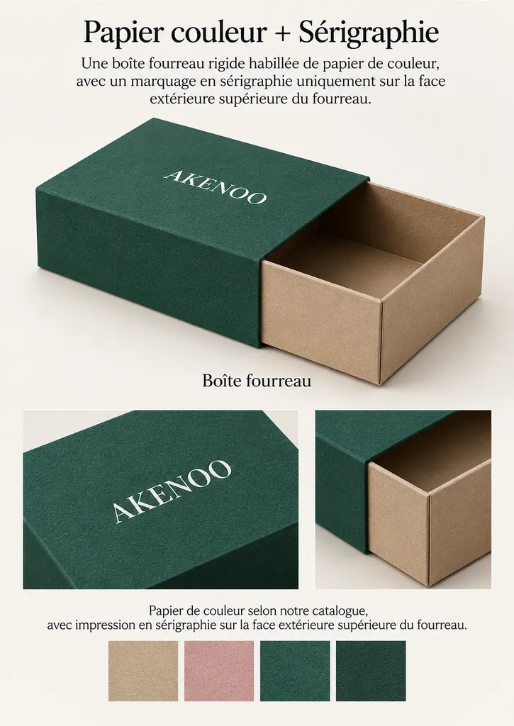 Coffret Rigide à Tiroir Papier Couleur +  Sérigraphie