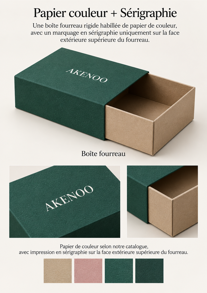Coffret Rigide à Tiroir Papier Couleur +  Sérigraphie