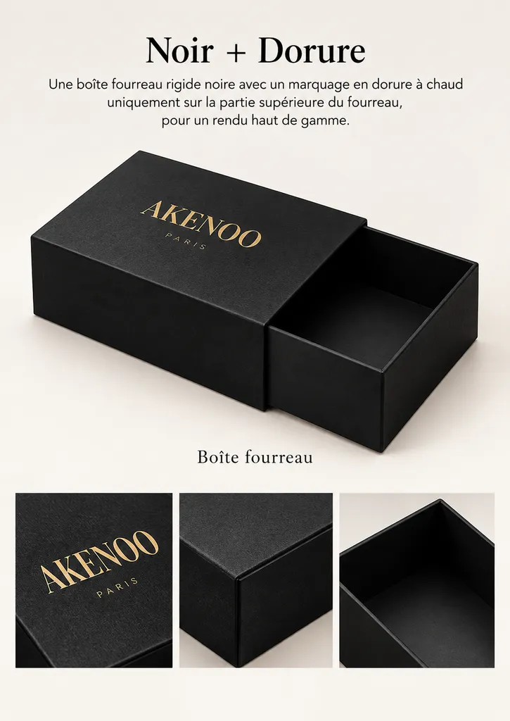 Coffret Rigide à Tiroir Papier Noir + Dorure
