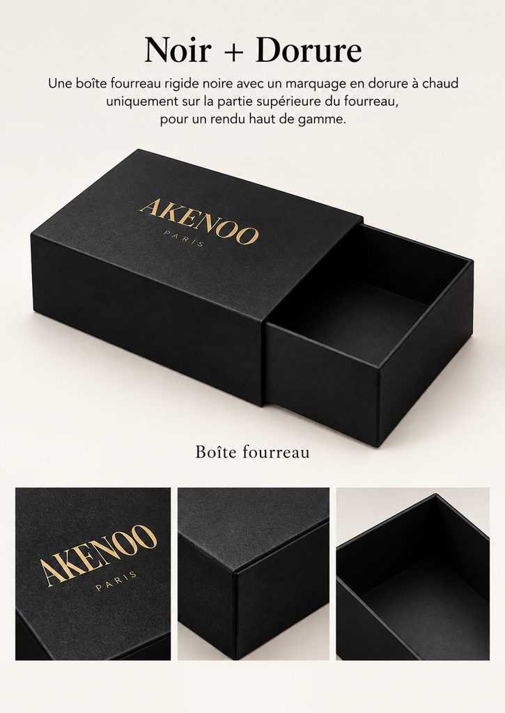 Coffret Rigide à Tiroir Papier Noir + Dorure