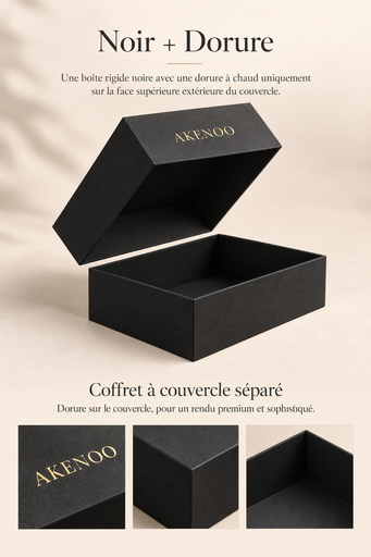 Coffret Rigide à Couvercle   – Papier Noir + Dorure