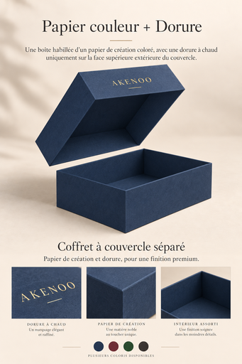 Coffret Rigide à Couvercle  – Papier Couleur + Dorure