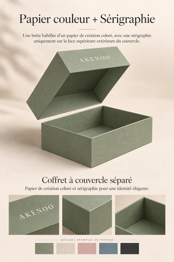 Coffret Rigide à Couvercle  – Papier Couleur + Sérigraphie