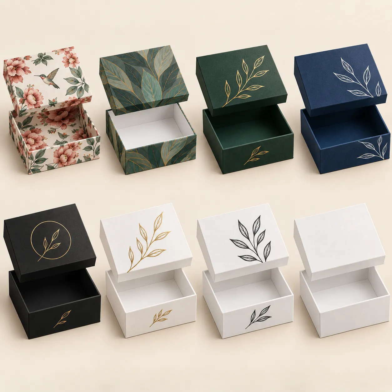 Coffret Rigide à Couvercle Papier Blanc sans Impression