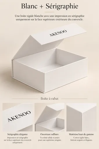 Coffret Rigide à Rabat Papier Blanc + Sérigraphie