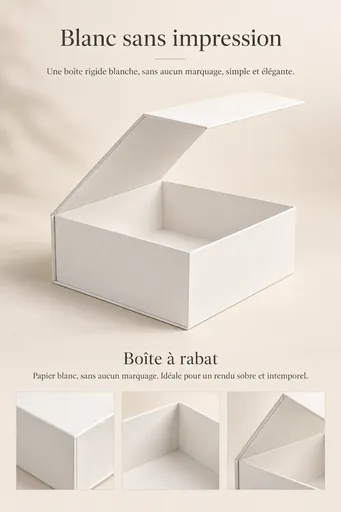Coffret Rigide à Rabat Papier Blanc Sans Impression
