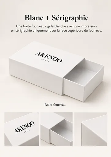 Coffret Rigide à Tiroir  Papier Blanc + Sérigraphie