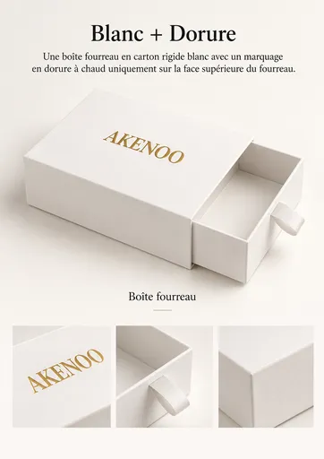 Coffret Rigide à Tiroir Papier Blanc + Dorure