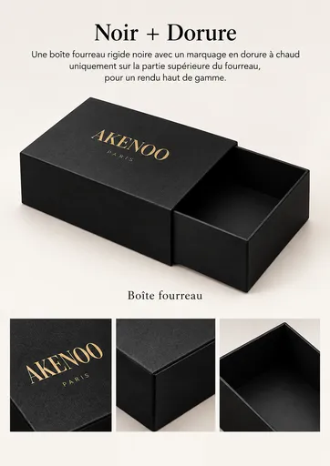 Coffret Rigide à Tiroir Papier Noir + Dorure