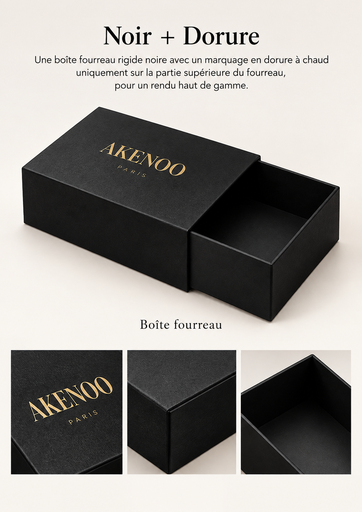 Coffret Rigide à Tiroir Papier Noir + Dorure
