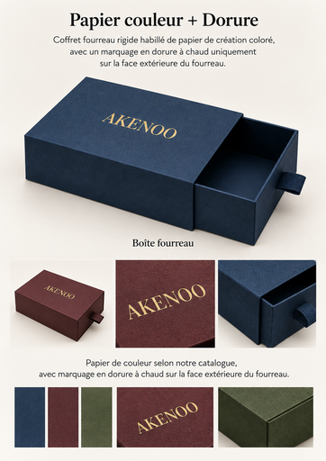 Coffret Rigide à Tiroir Papier couleur + Dorure