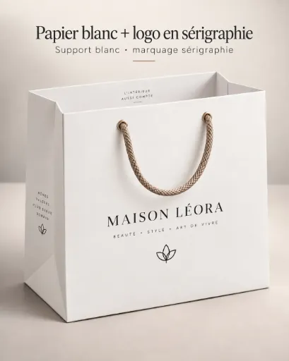 Sac shopping Papier blanc + serigraphie
