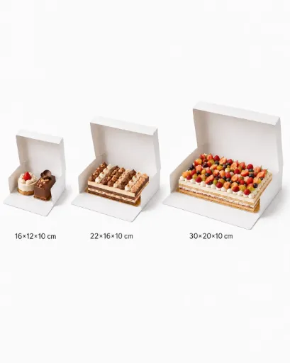 [BT00030] Boîte Pâtisserie 4 points rectangulaire